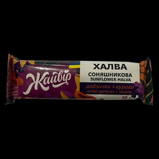 ХАЛВА «РОДЗИНКА + КУРАГА» 58г — асортимент солодощів Альфа-Богуслав