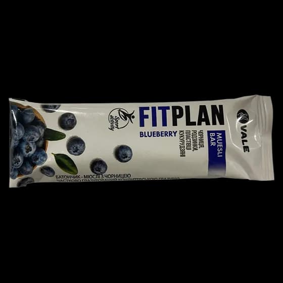Fit Plan батончик-мюслі з чорницею частк. глазур.25г — асортимент солодощів Альфа-Богуслав