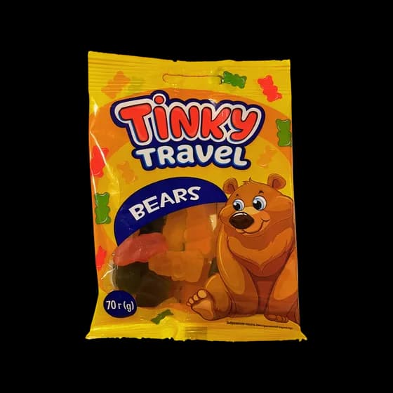 Цукерки желейні "TINKY TRAVEL BEARS", 70 г — асортимент солодощів Альфа-Богуслав